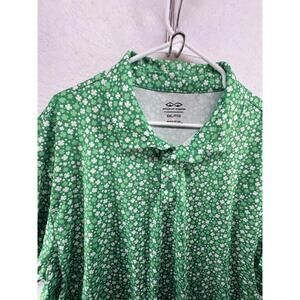 Snake Eyes Polo Shirt Mens 2XL Four Leaf Clover All Over Print Green Golf